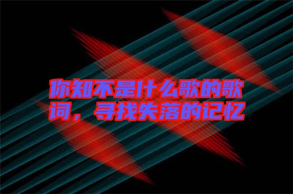 你知不是什么歌的歌詞，尋找失落的記憶