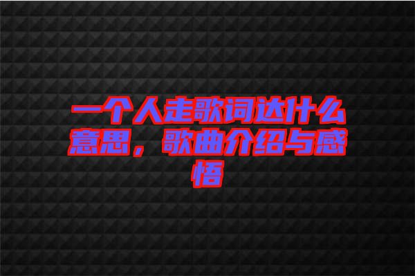 一個人走歌詞達什么意思，歌曲介紹與感悟