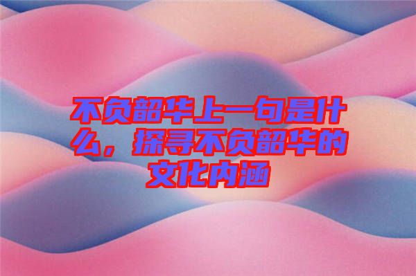 不負(fù)韶華上一句是什么，探尋不負(fù)韶華的文化內(nèi)涵