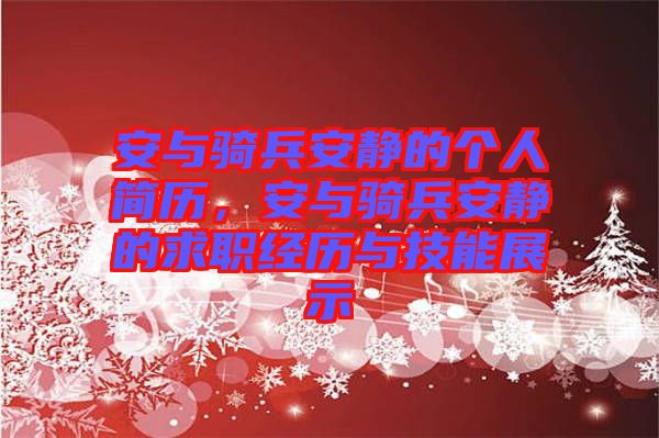 安與騎兵安靜的個人簡歷，安與騎兵安靜的求職經歷與技能展示