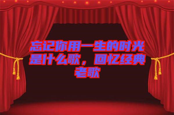忘記你用一生的時光是什么歌，回憶經典老歌