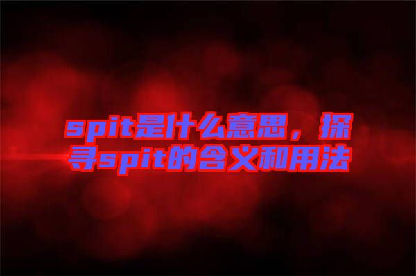 spit是什么意思，探尋spit的含義和用法