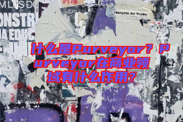 什么是Purveyor？Purveyor在商業領域有什么作用？