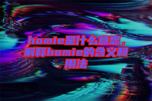 homie是什么意思，解釋homie的含義和用法