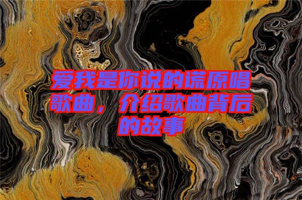 愛我是你說的謊原唱歌曲，介紹歌曲背后的故事
