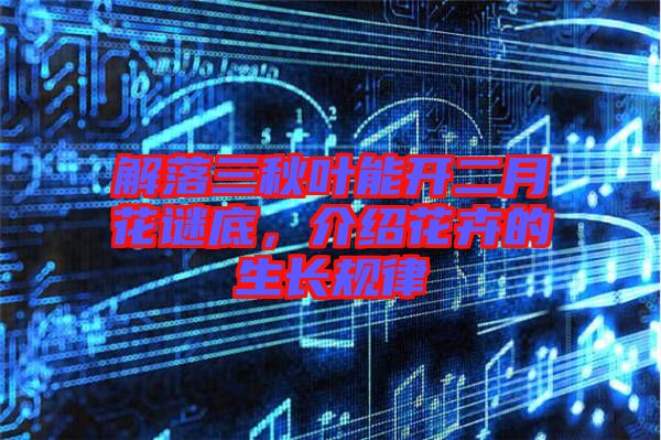 解落三秋葉能開二月花謎底，介紹花卉的生長規律