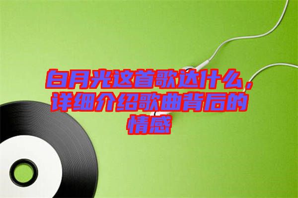 白月光這首歌達什么，詳細介紹歌曲背后的情感