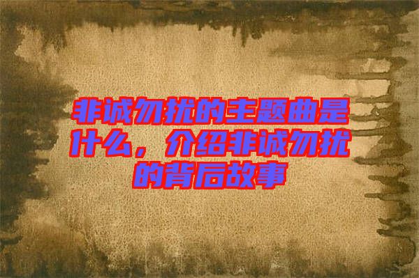 非誠勿擾的主題曲是什么，介紹非誠勿擾的背后故事