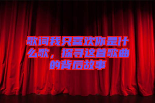 歌詞我只喜歡你是什么歌，探尋這首歌曲的背后故事
