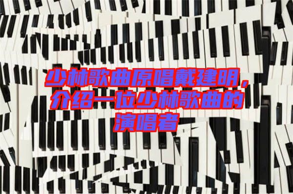 少林歌曲原唱戴建明，介紹一位少林歌曲的演唱者