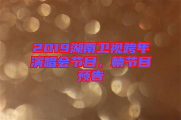 2019湖南衛視跨年演唱會節目，精節目預告