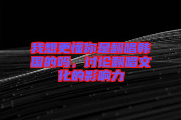 我想更懂你是翻唱韓國的嗎，討論翻唱文化的影響力