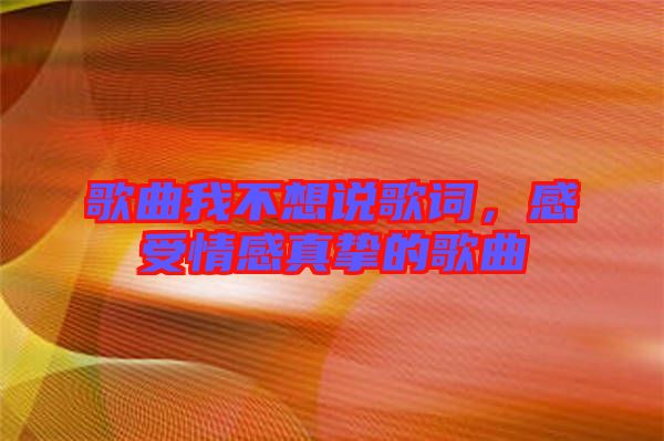 歌曲我不想說歌詞，感受情感真摯的歌曲