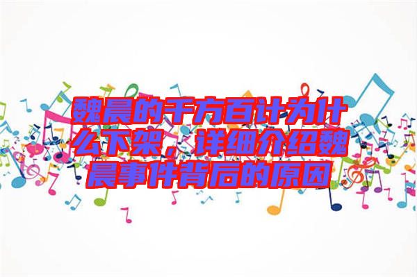 魏晨的千方百計為什么下架，詳細介紹魏晨事件背后的原因