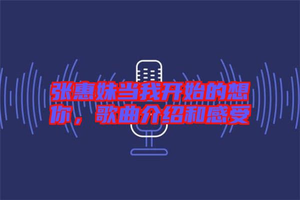 張惠妹當(dāng)我開始的想你，歌曲介紹和感受