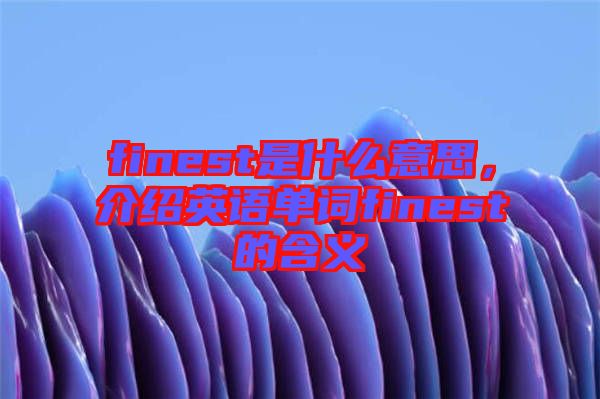 finest是什么意思，介紹英語單詞finest的含義