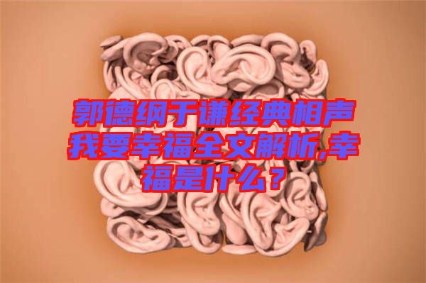 郭德綱于謙經典相聲我要幸福全文解析,幸福是什么？