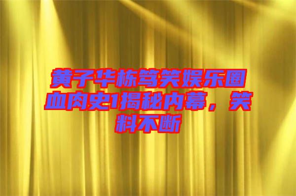 黃子華棟篤笑娛樂圈血肉史1揭秘內幕，笑料不斷