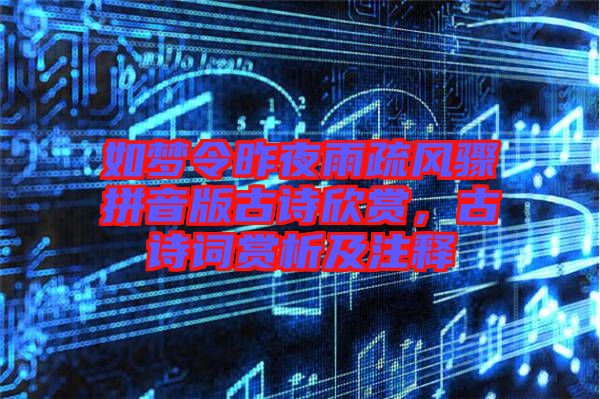 如夢令昨夜雨疏風驟拼音版古詩欣賞，古詩詞賞析及注釋