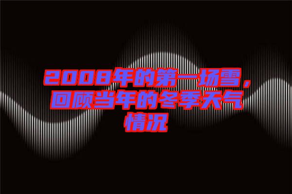 2008年的第一場雪，回顧當年的冬季天氣情況