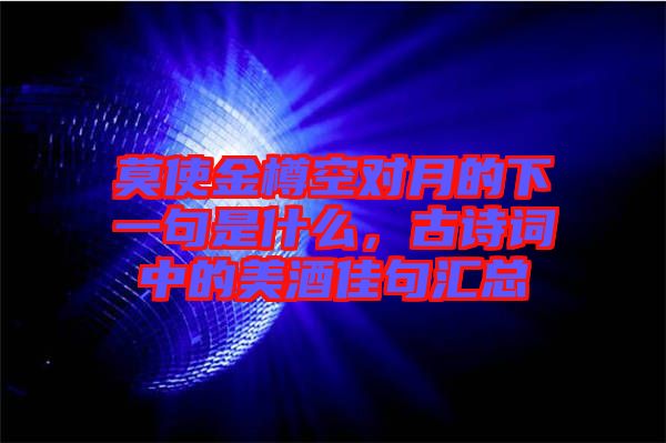 莫使金樽空對月的下一句是什么，古詩詞中的美酒佳句匯總
