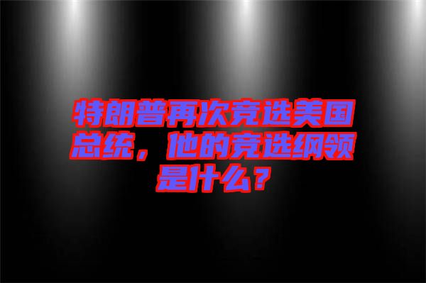 特朗普再次競選美國總統，他的競選綱領是什么？