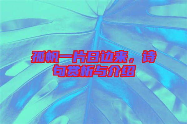 孤帆一片日邊來，詩句賞析與介紹