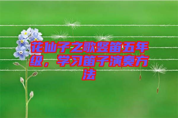 花仙子之歌豎笛五年級，學習笛子演奏方法