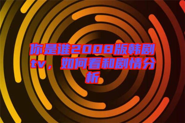 你是誰2008版韓劇tv，如何看和劇情分析
