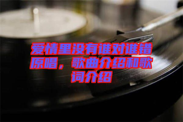 愛情里沒有誰對(duì)誰錯(cuò)原唱，歌曲介紹和歌詞介紹