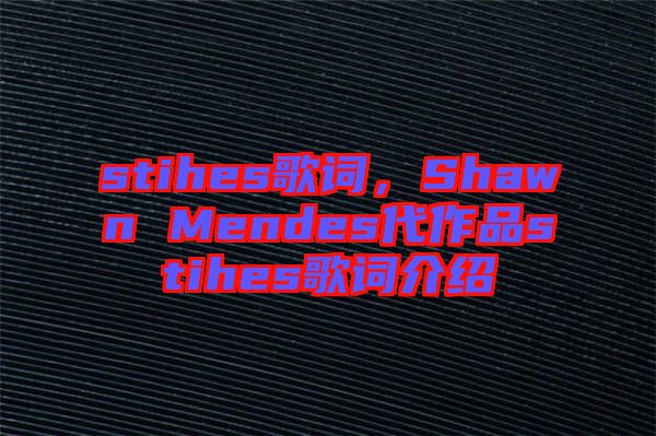 stihes歌詞，Shawn Mendes代作品stihes歌詞介紹