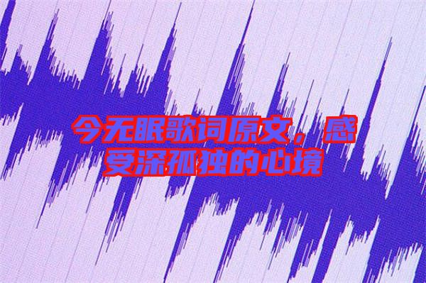 今無眠歌詞原文，感受深孤獨的心境
