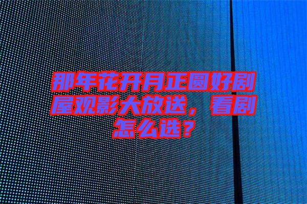 那年花開(kāi)月正圓好劇屋觀影大放送，看劇怎么選？