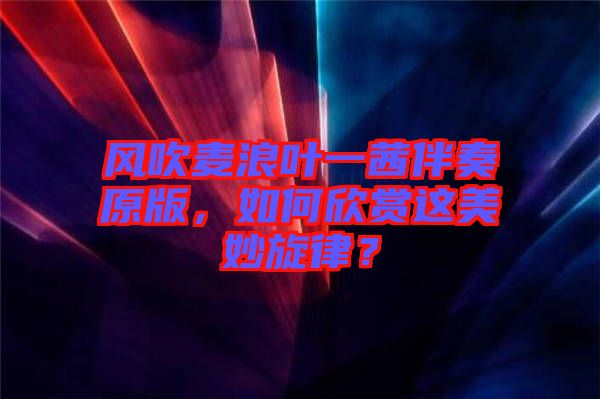 風吹麥浪葉一茜伴奏原版，如何欣賞這美妙旋律？