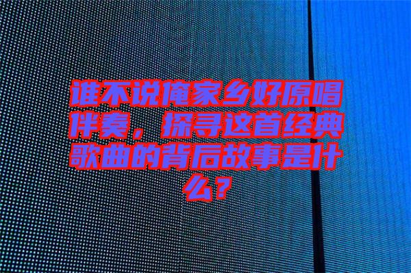 誰不說俺家鄉(xiāng)好原唱伴奏，探尋這首經典歌曲的背后故事是什么？