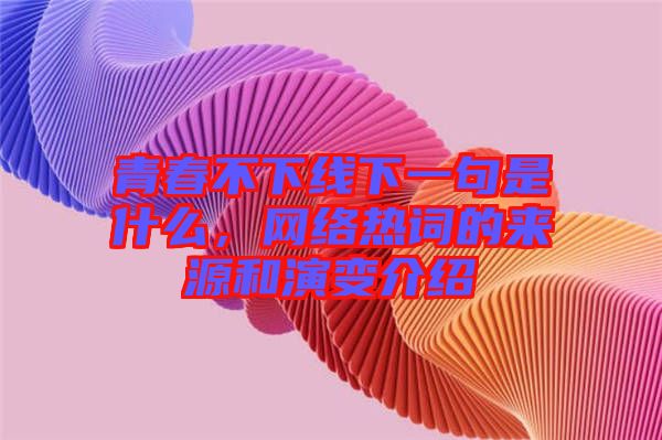 青春不下線下一句是什么，網(wǎng)絡(luò)熱詞的來源和演變介紹