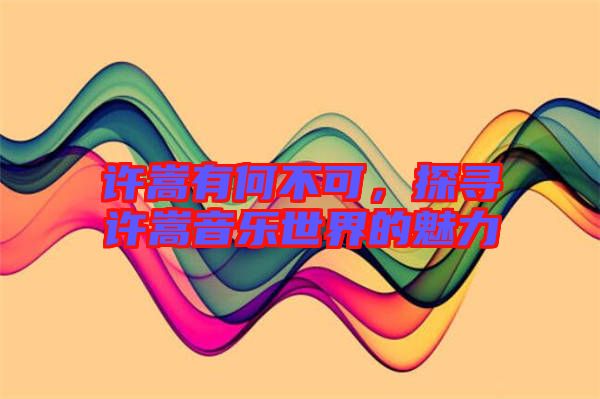 許嵩有何不可，探尋許嵩音樂世界的魅力